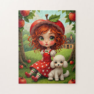 Pastel Apple Meisje met Puppy - Leuke Puzzel voor
