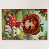 Pastel Apple Meisje met Puppy - Leuke Puzzel voor (Horizontaal)