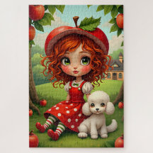 Pastel Apple Meisje met Puppy - Leuke Puzzel voor 