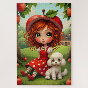 Pastel Apple Meisje met Puppy - Leuke Puzzel voor