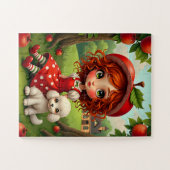 Pastel Apple Meisje met Puppy - Leuke Puzzel voor (Horizontaal)