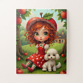Pastel Apple Meisje met Puppy - Leuke Puzzel voor