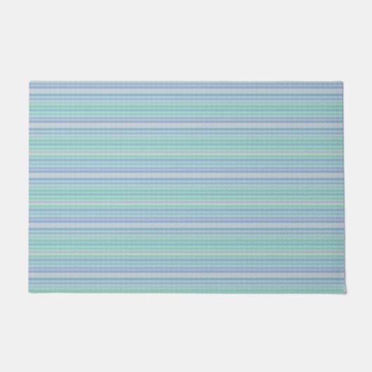Pastel Aqua Blue Dunne Strepen Vloermat Deurmat (Voorkant)