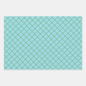 Pastel Aqua Blue en Green Diagonal Grid Pattern Inpakpapier Vel (Voorkant 2)