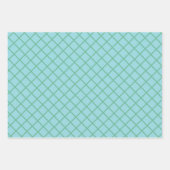 Pastel Aqua Blue en Green Diagonal Grid Pattern Inpakpapier Vel (Voorkant)