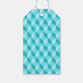 PASTEL AQUA BLUE GEOMETRISCHE KUBPATRONEN CADEAULABEL