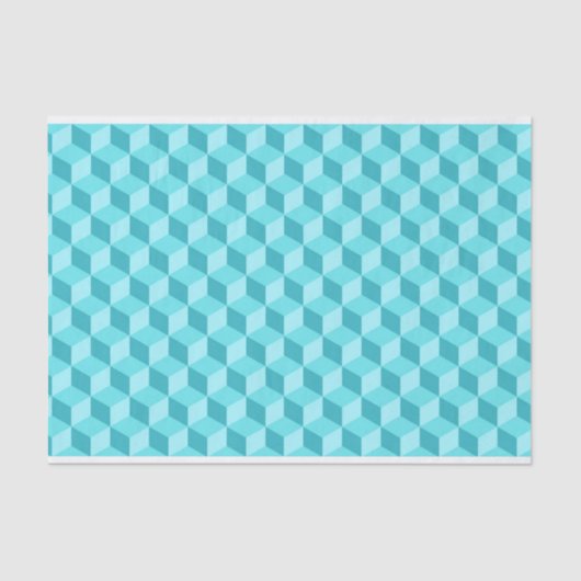 PASTEL AQUA BLUE GEOMETRISCHE KUBPATRONEN TISSUEPAPIER (Voorkant)
