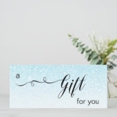 *~* Pastel Aqua Blue Glitter Trendy Gift Kaart (Staand voorkant)