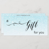 *~* Pastel Aqua Blue Glitter Trendy Gift Kaart (Voorkant / Achterkant)
