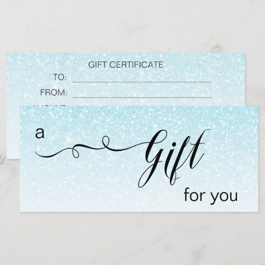 *~* Pastel Aqua Blue Glitter Trendy Gift Kaart (Voorkant / Achterkant)