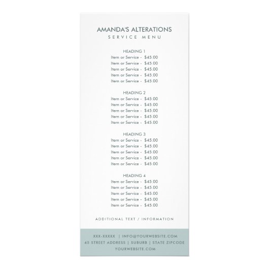 PASTEL AQUA BLUE PINK SEWWWWING MACH PRICE SERVICE RECLAMEKAART (Voorkant)