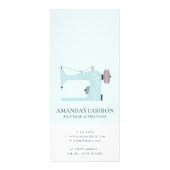 PASTEL AQUA BLUE PINK SEWWWWING MACH PRICE SERVICE RECLAMEKAART (Achterkant)