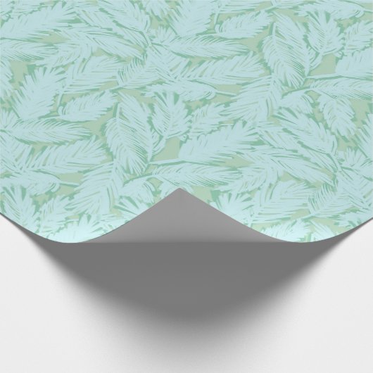 Pastel Aqua Botanische Palm Leaf Verpakking Papier (Hoek)