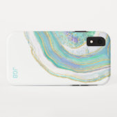 Pastel Aqua en Paars Agate met monogram Case-Mate iPhone Case (Achterkant (horizontaal))