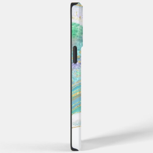Pastel Aqua en Paars Agate met monogram Case-Mate iPhone Case (Achterkant / Rechts)