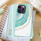 Pastel Aqua en Paars Agate met monogram Case-Mate iPhone Case
