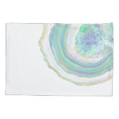 Pastel Aqua en Paarse Agaat Patroon Kussensloop (Achterkant-Links)