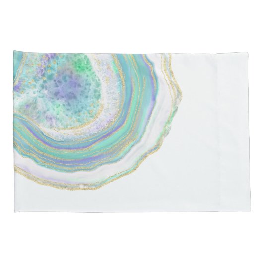 Pastel Aqua en Paarse Agaat Patroon Kussensloop (Achterkant-Rechts)