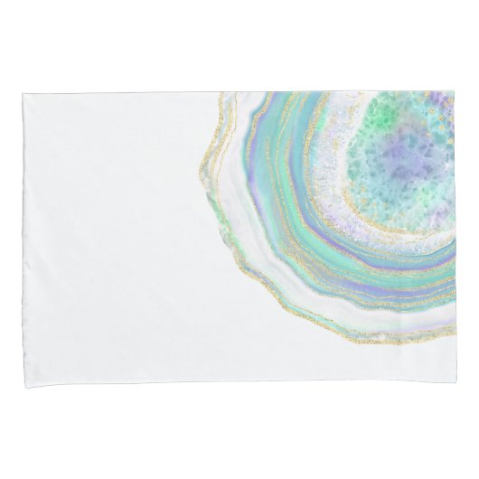 Pastel Aqua en Paarse Agaat Patroon Kussensloop (Voorkant-Rechts)