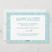 Pastel Aqua Floral Pattern Foto Happy Pasen Feestdagenkaart (Achterkant)