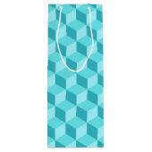 PASTEL AQUA GEOMETRISCHE KUBPATRONEN WIJN CADEAUTAS (Achterkant)