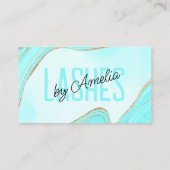 Pastel Aqua Gold Glitter Agaat Oogwimpers Brows Visitekaartje (Achterkant)