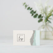 Pastel Aqua Gray Kraft Mountain Logo Torn Edge Visitekaartje (Staand voorkant)