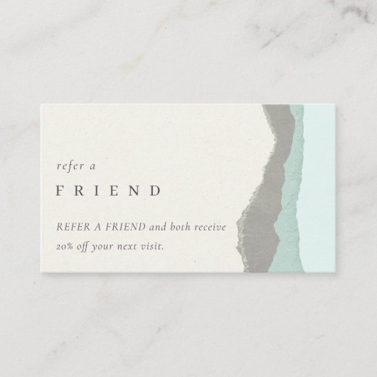 Pastel Aqua Gray Kraft Mountain Verwijs een vriend Visitekaartje (Voorkant)
