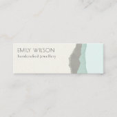 Pastel Aqua Gray Kraft Mountain Wave Torn Edge Mini Visitekaartje (Voorkant)