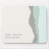 Pastel Aqua Gray Kraft Mountain Wave Torn Edge Muismat (Voorkant)