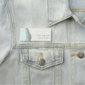 Pastel Aqua Gray Kraft Mountain Wave Torn Edge Naamplaatje (In situ)