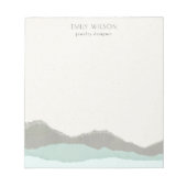 Pastel Aqua Gray Kraft Mountain Wave Torn Edge Notitieblok (Voorkant)