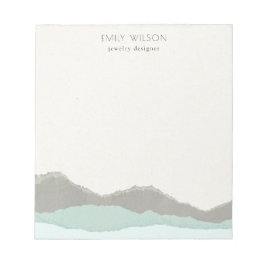 Pastel Aqua Gray Kraft Mountain Wave Torn Edge Notitieblok