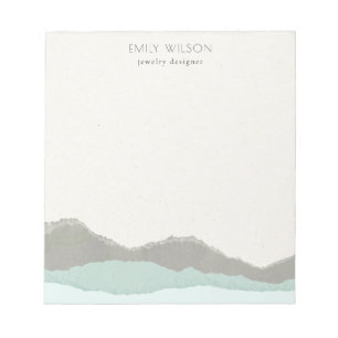 Pastel Aqua Gray Kraft Mountain Wave Torn Edge Notitieblok