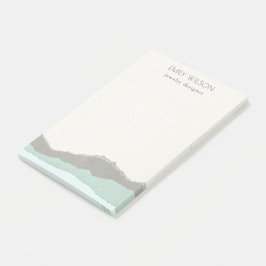 Pastel Aqua Gray Kraft Mountain Wave Torn Edge Post-it® Notes (Schuin)