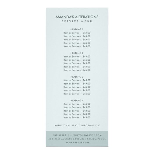 PASTEL AQUA GREEN PINK SEWWWWING MACH PRICE SERVIC RECLAMEKAART (Voorkant)