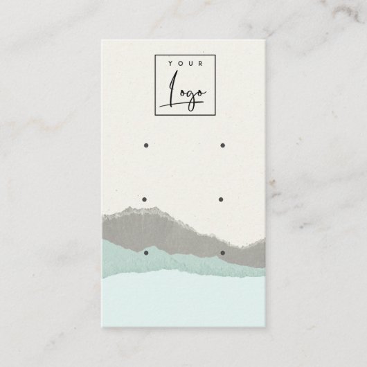 Pastel Aqua Kraft Mountain Wave 3 Earning Display Visitekaartje (Voorkant)