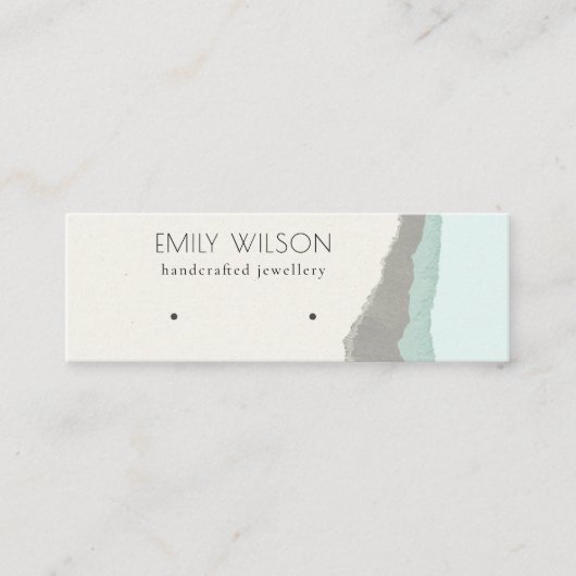 Pastel Aqua Kraft Mountain Wave Earning Display Mini Visitekaartje (Voorkant)
