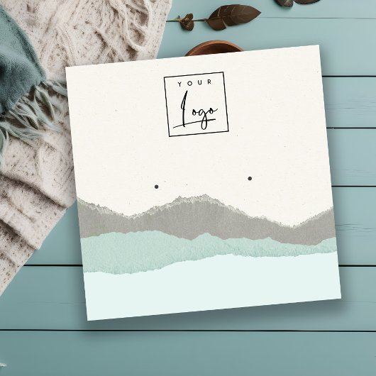 Pastel Aqua Kraft Mountain Wave Earning Display Vierkante Visitekaartje