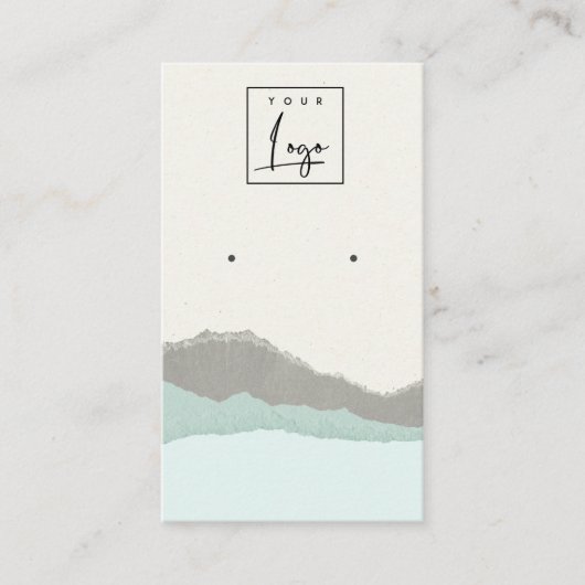 Pastel Aqua Kraft Mountain Wave Earning Display Visitekaartje (Voorkant)
