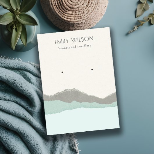 Pastel Aqua Kraft Mountain Wave Earning Display Visitekaartje