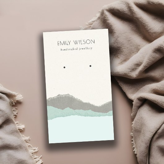 Pastel Aqua Kraft Mountain Wave Earning Display Visitekaartje