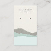 Pastel Aqua Kraft Mountain Wave Earning Display Visitekaartje (Voorkant)