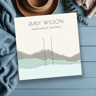 Pastel Aqua Kraft Mountain Wave Hair Clip Display Vierkante Visitekaartje