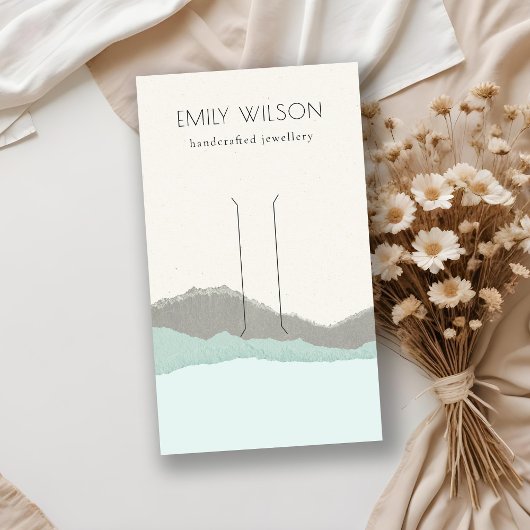 Pastel Aqua Kraft Mountain Wave Hair Clip Display Visitekaartje