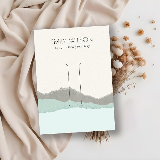 Pastel Aqua Kraft Mountain Wave Hair Clip Display Visitekaartje