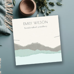 Pastel Aqua Kraft Mountain Wave Ketting Display Vierkante Visitekaartje