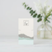 Pastel Aqua Kraft Mountain Wave Ketting Display Visitekaartje (Staand voorkant)