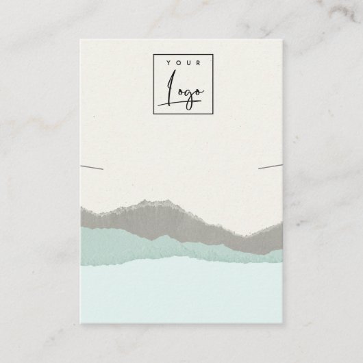 Pastel Aqua Kraft Mountain Wave Ketting Display Visitekaartje (Voorkant)