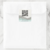 Pastel Aqua Kraft Mountain Wave Torn Edge QR-code Vierkante Sticker (Tas)